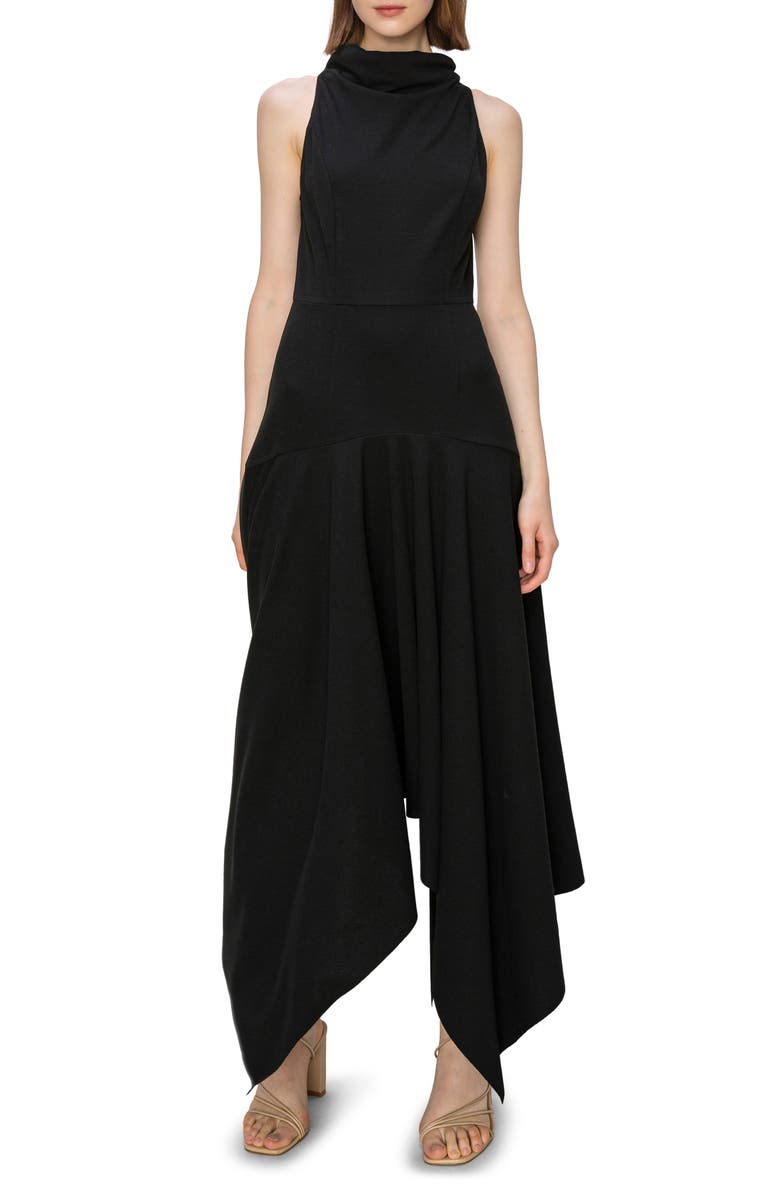 MELLODAY Handkerchief Hem Mock Neck Dress, Main, color, 
