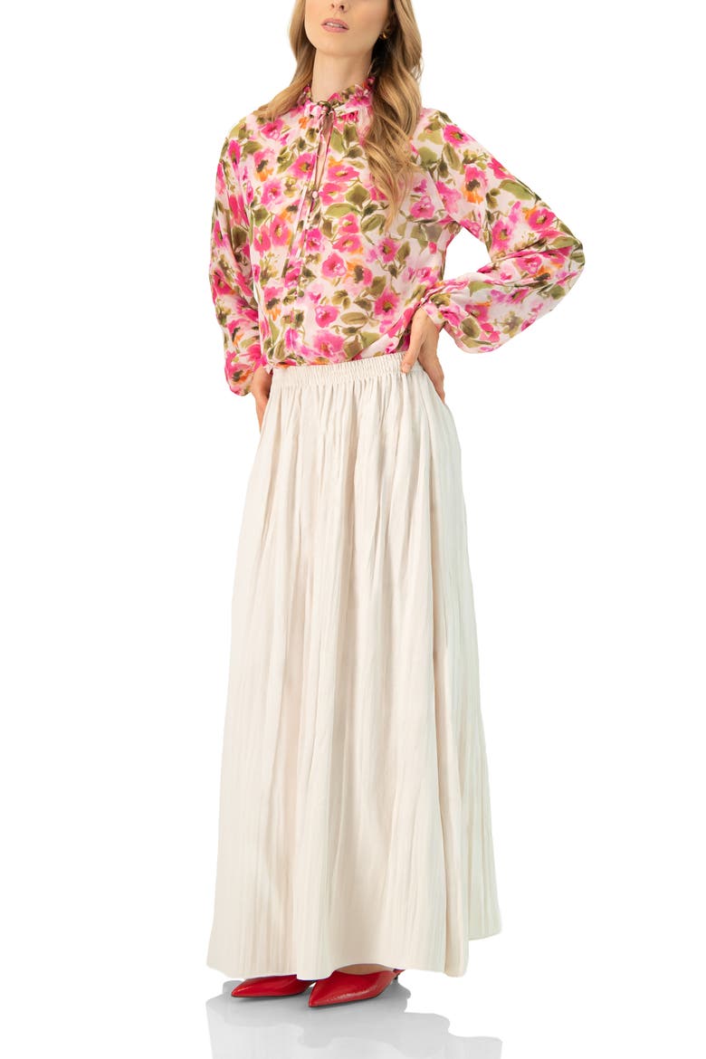 Floral High Neck Blouse, Alternate, color, Multicolor-Pink