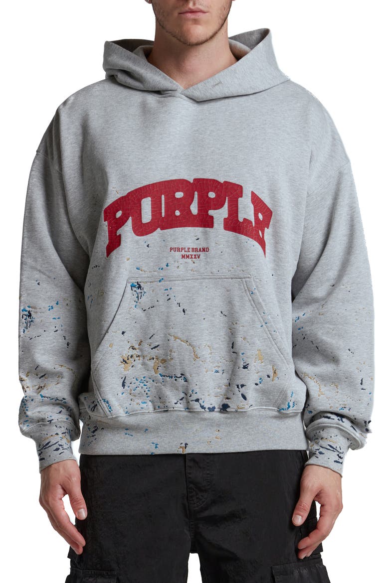 Heavyweight Fleece Cotton Graphic Hoodie, Main, color, HEATHER
