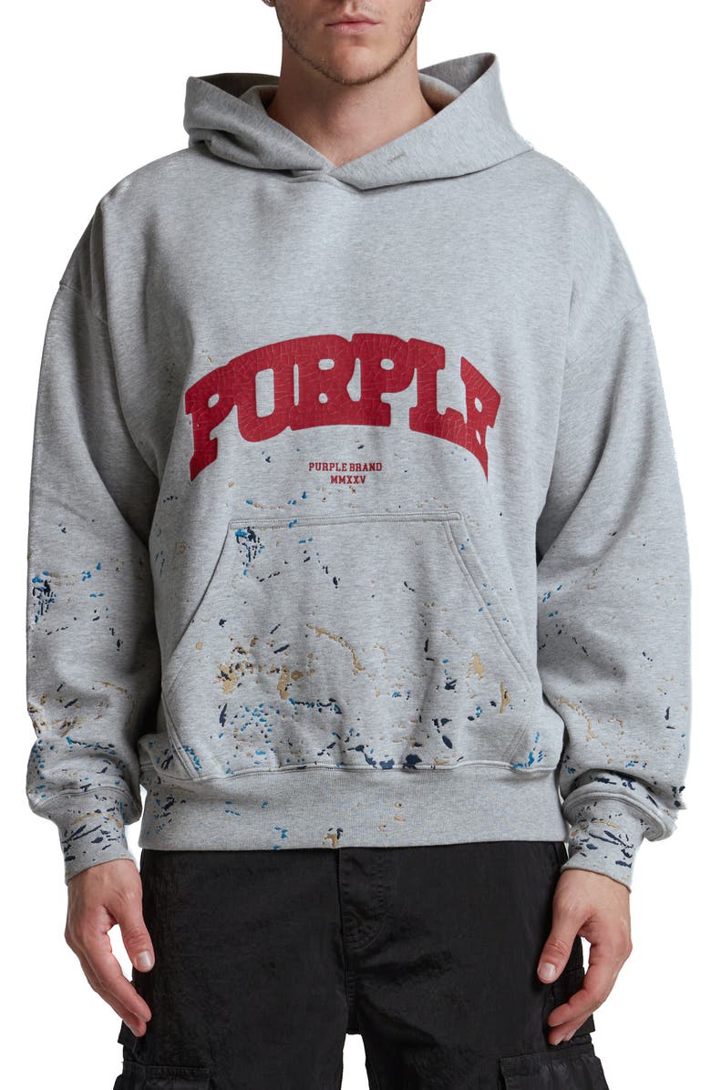 PURPLE BRAND Heavyweight Fleece Cotton Graphic Hoodie, Main, color, Heather