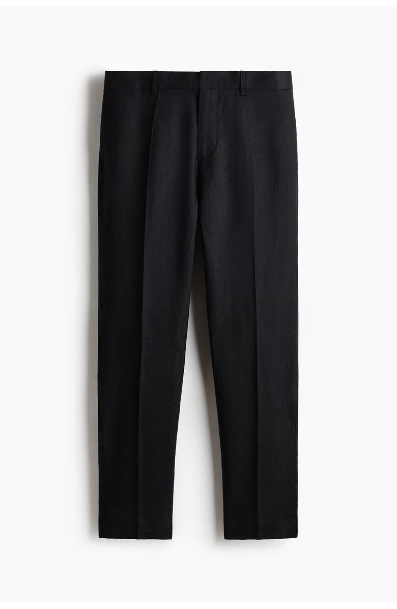 H&M Slim Fit Linen Suit Trousers, Main, color, Black