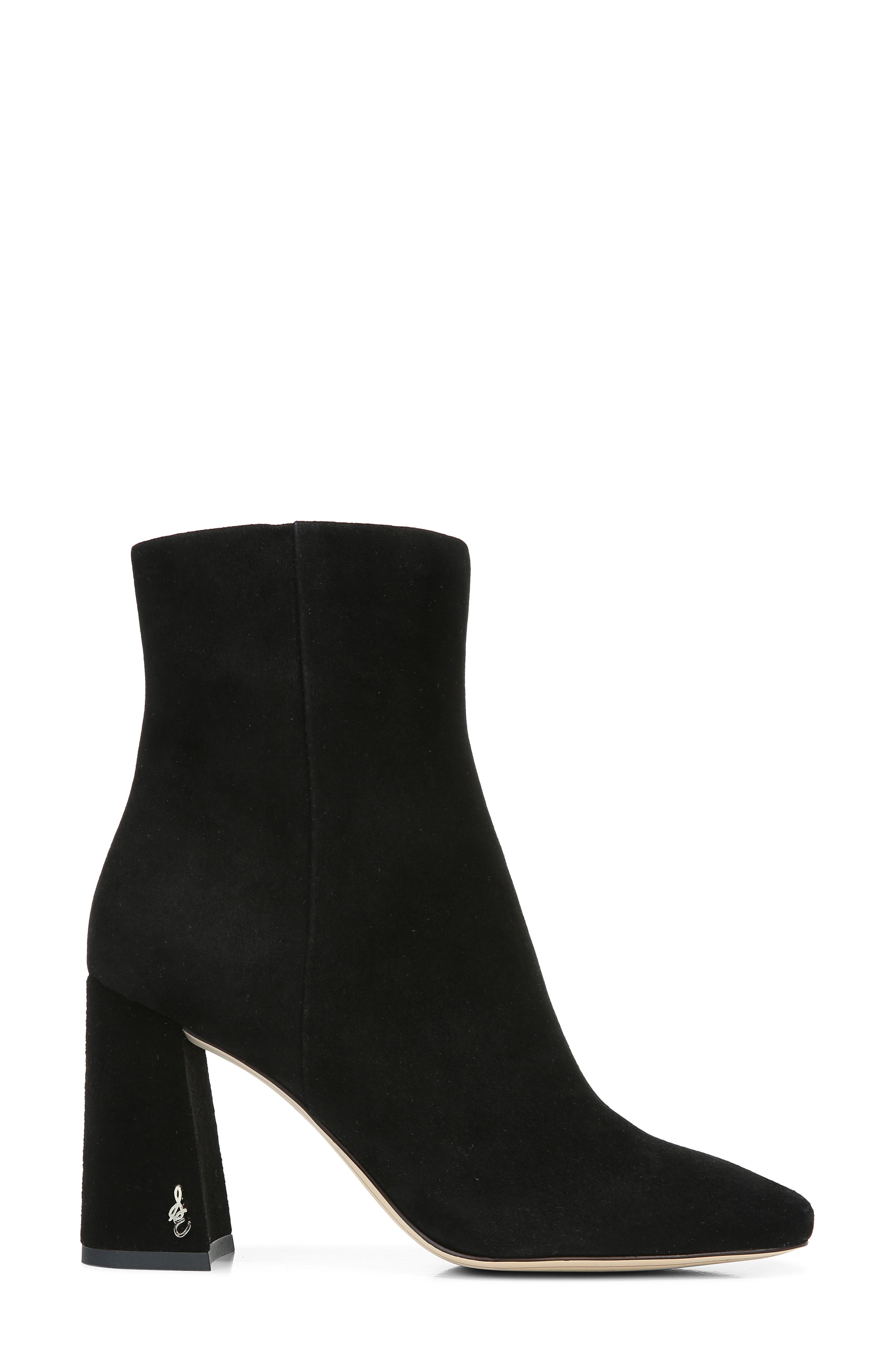 Sam Edelman Codie Square Toe Bootie, Alternate, color, Black Suede