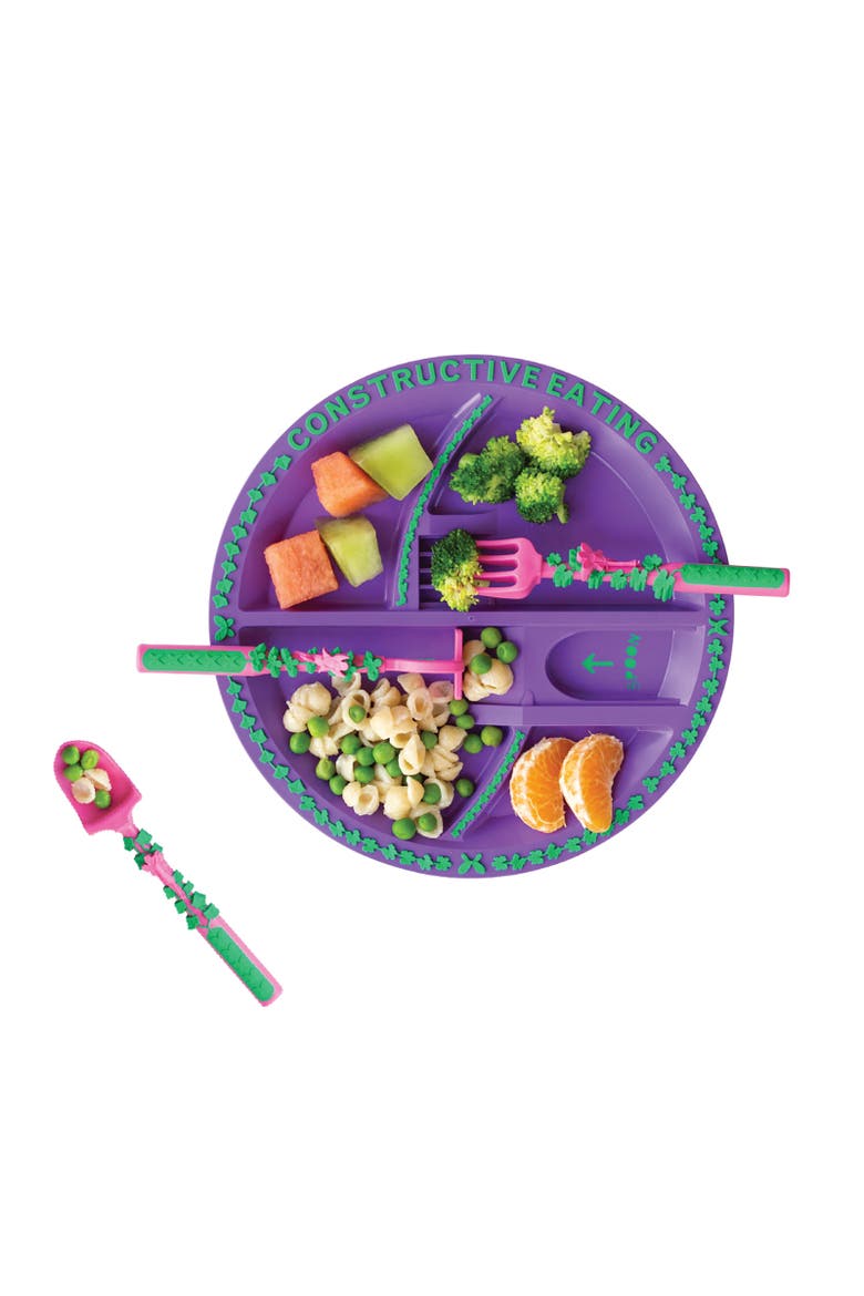 3 Piece Place Setting for Kids and Toddlers, Alternate, color, Purple