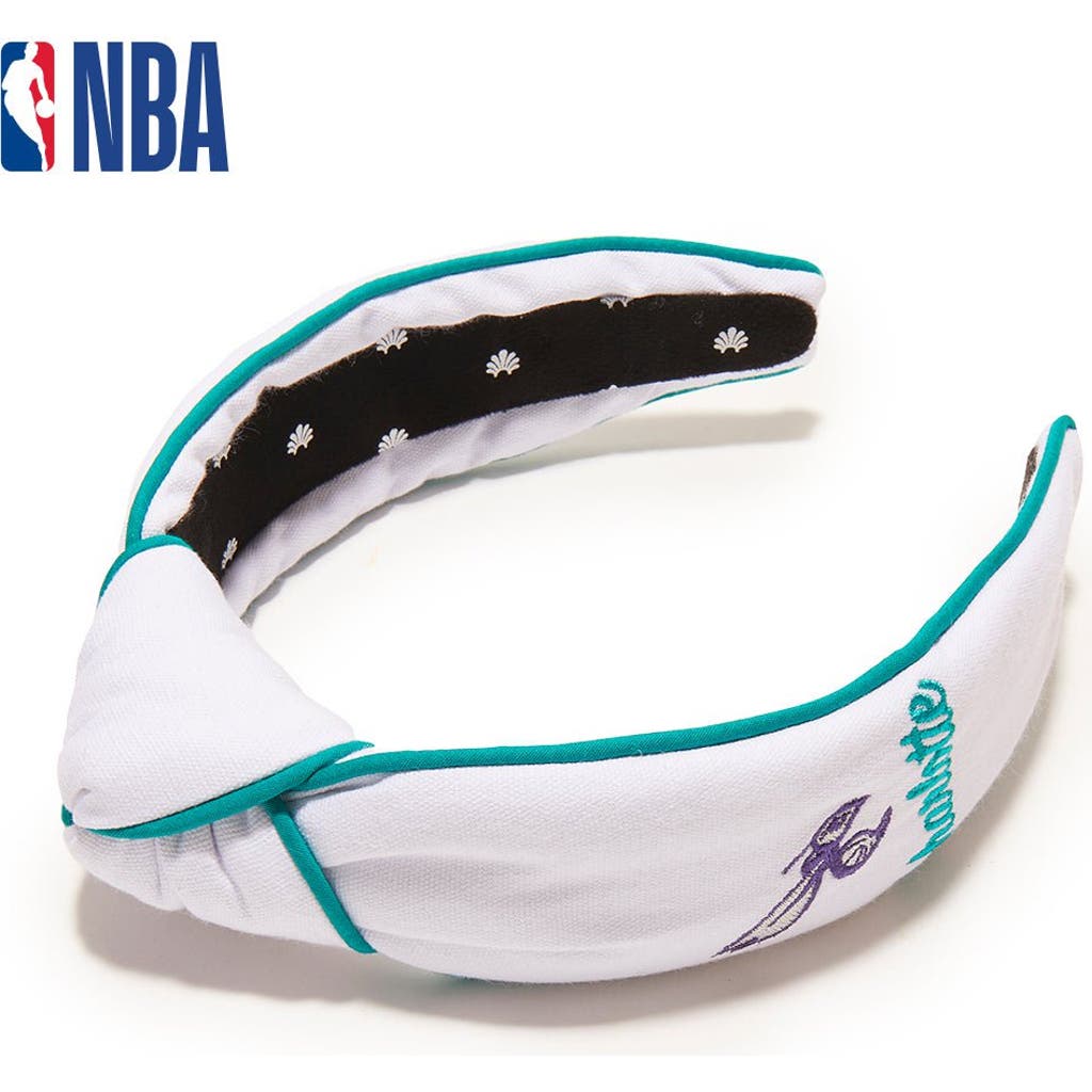 Lele Sadoughi Nba Charlotte Hornets Embroidered Headband In White