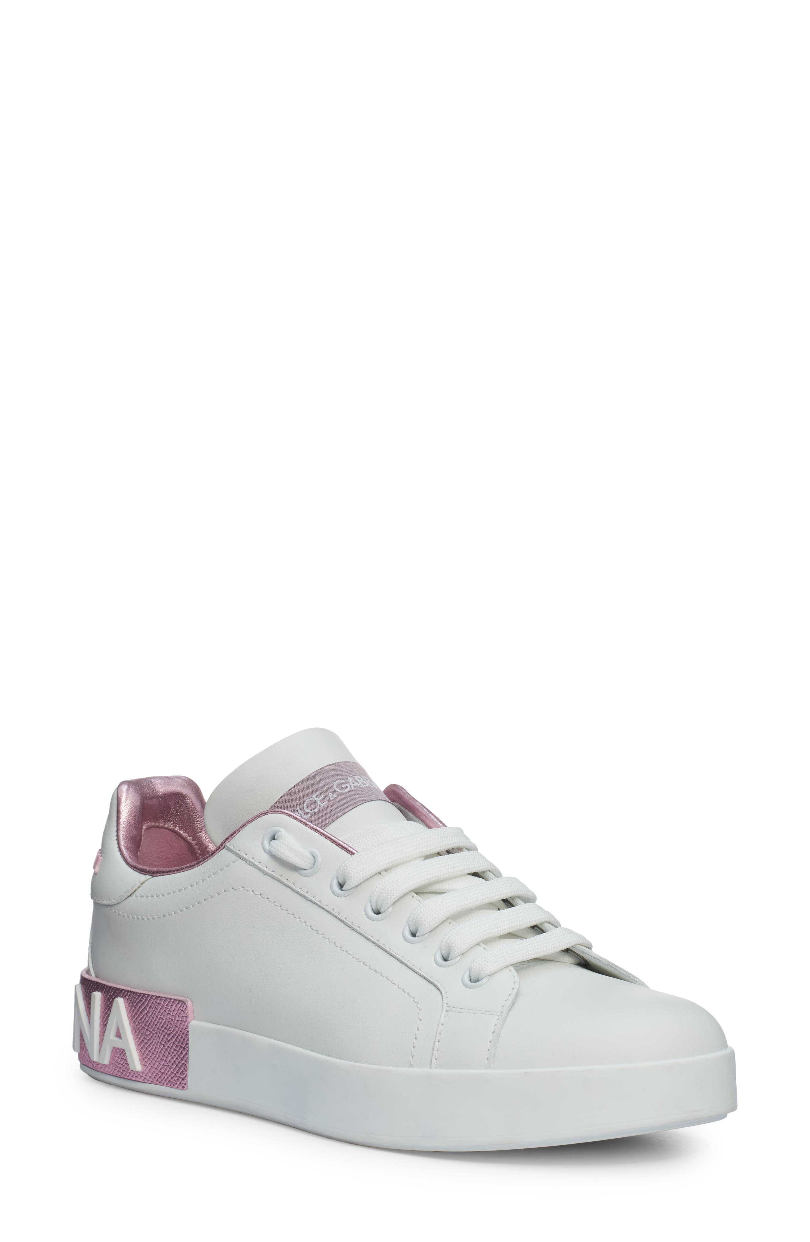 Dolce&Gabbana Portofino Platform Sneaker, Main, color, White/ Pink