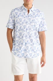Tommy Bahama San Lucio Island Tapestry IslandZone® Knit Short Sleeve Cotton Blend Button-Up Shirt