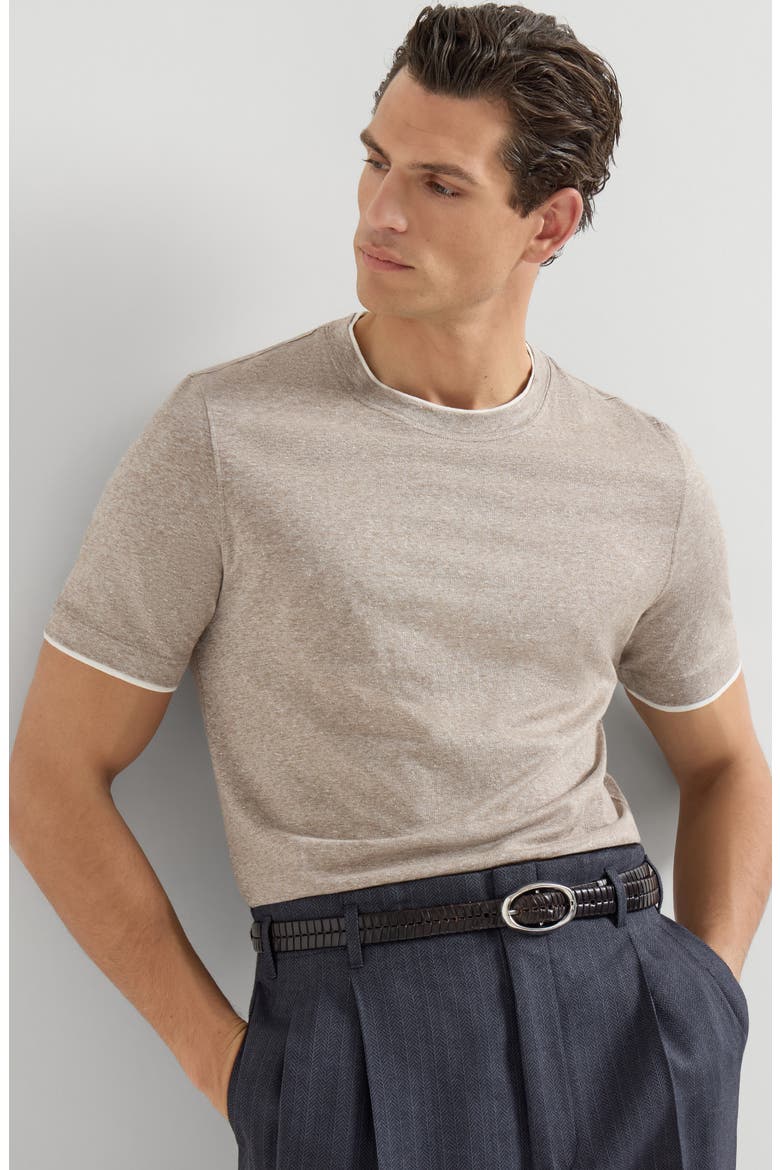 T-shirt with faux-layering, Alternate, color, Hazelnut