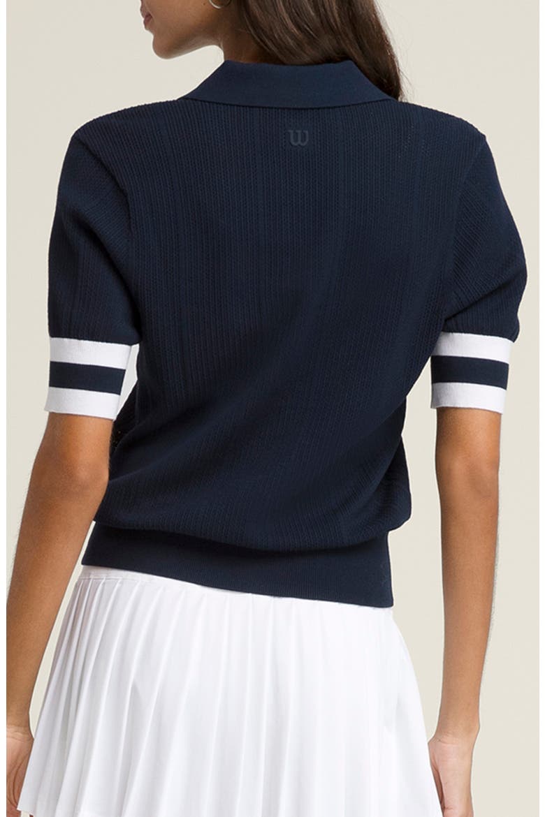 Essex Mesh Stitch Polo Sweater, Alternate, color, CLASSIC NAVY