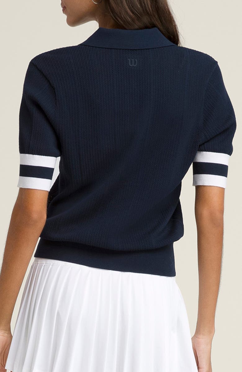 WILSON Essex Mesh Stitch Polo Sweater, Alternate, color, Classic Navy