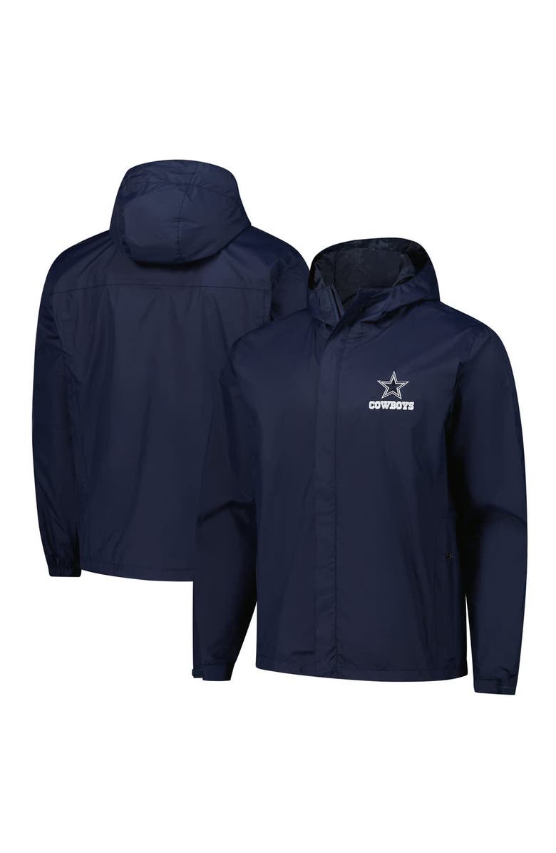 DUNBROOKE Men's Dunbrooke Navy Dallas Cowboys Tropic Waterproof Packable Full-Zip Hoodie Jacket, Alternate, color, 