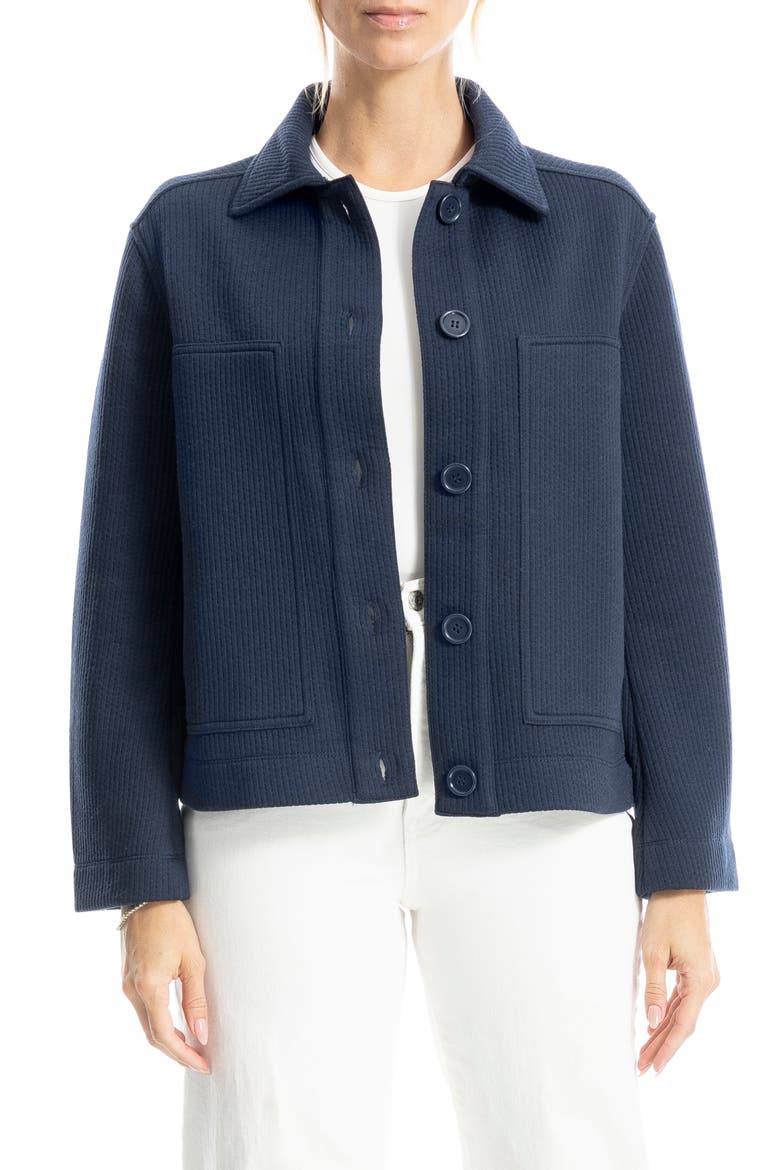 Ribbed Crop Shirt Jacket, Alternate, color, DK NAVY