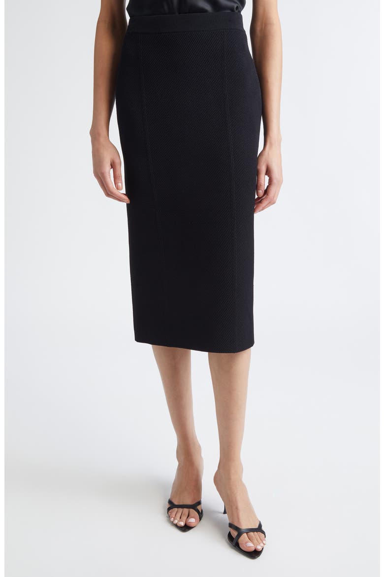 Venezia Knit Pencil Skirt, Main, color, BLACK