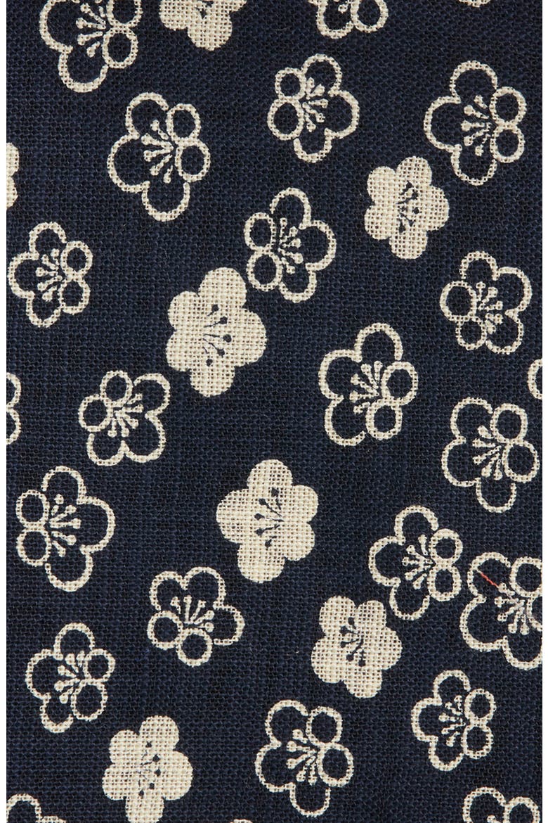Floral Linen Pocket Square, Alternate, color, NAVY