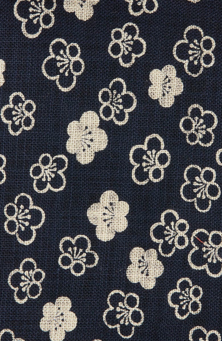 CLIFTON WILSON Floral Linen Pocket Square, Alternate, color, Navy