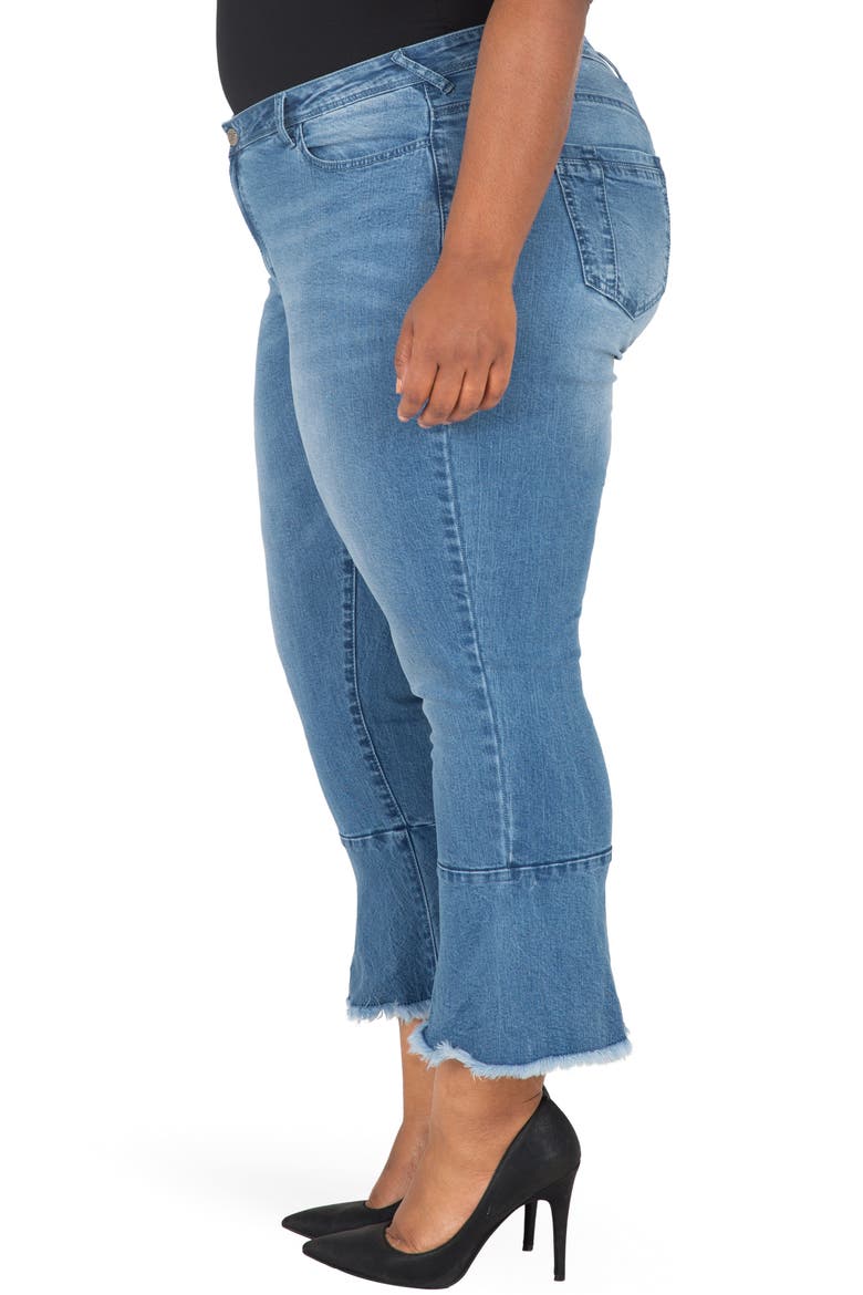 Kesha Ruffle Skinny Jeans, Alternate, color, BLUE