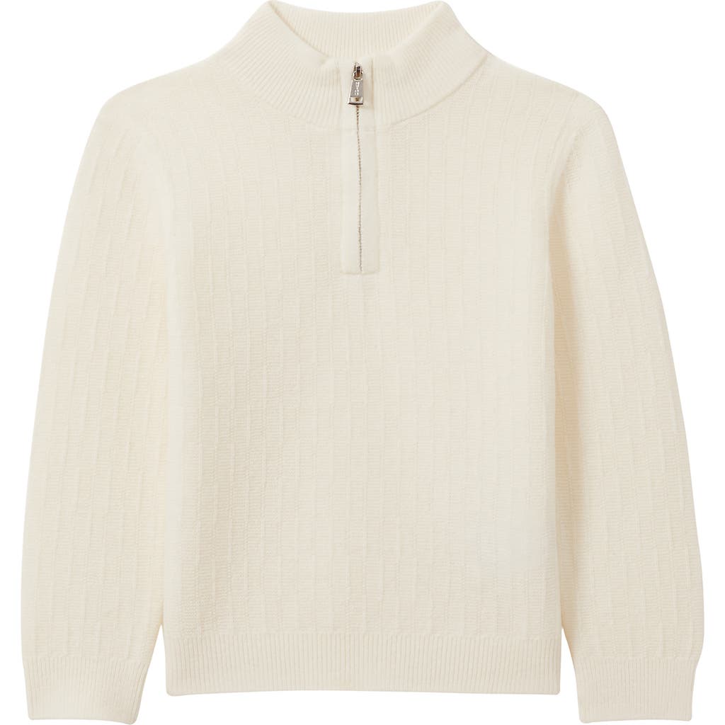 Reiss Kids' Chester Sr. Half Zip Wool Sweater In Off White