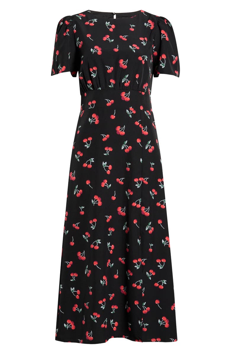 SUGARLIPS Dusk Bloom Floral Midi Dress, Alternate, color, Black-Red