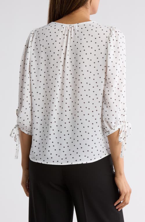 Renee C Polka Dot Top In Ivory