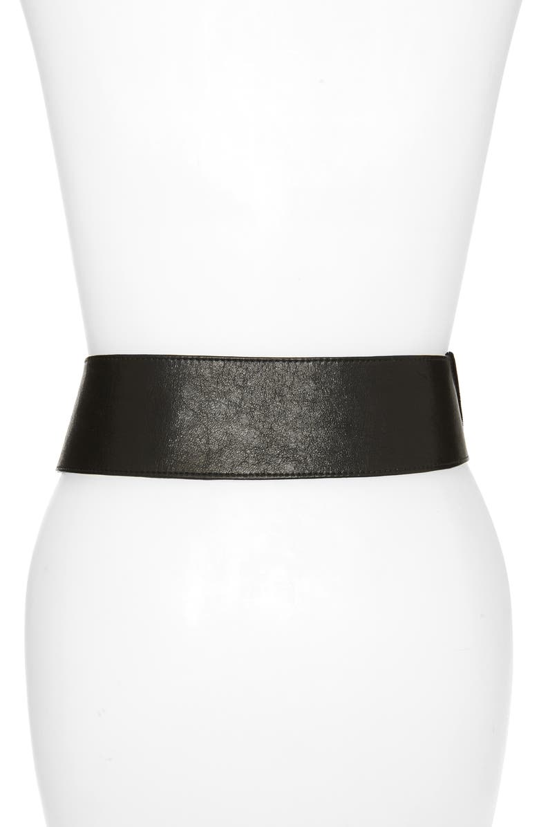 Raina Vixen Leather Belt, Alternate, color, Black