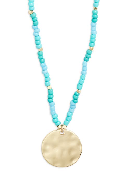 Hammered Coin Pendant Beaded Necklace