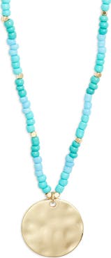 Nordstrom Hammered Coin Pendant Beaded Necklace