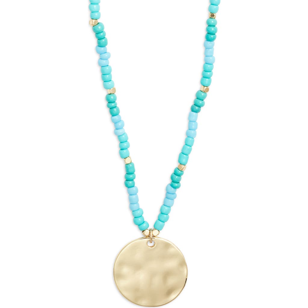 Nordstrom Hammered Coin Pendant Beaded Necklace