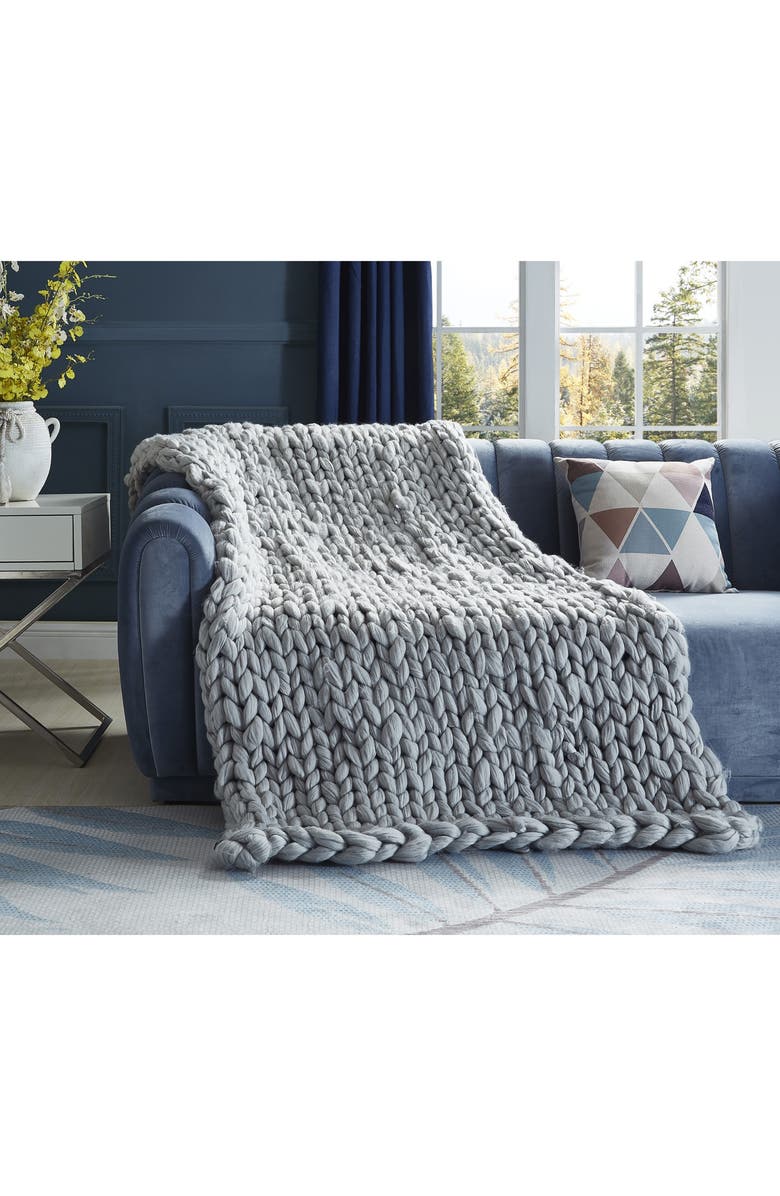 INSPIRED HOME Chunky Knit Throw Blanket, Alternate, color,
