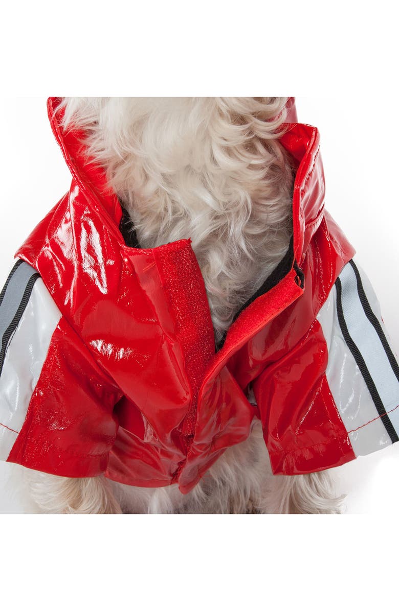 PET LIFE Reflecta-Glow Adjustable and Reflective Dog Raincoat - Small, Alternate, color, Red