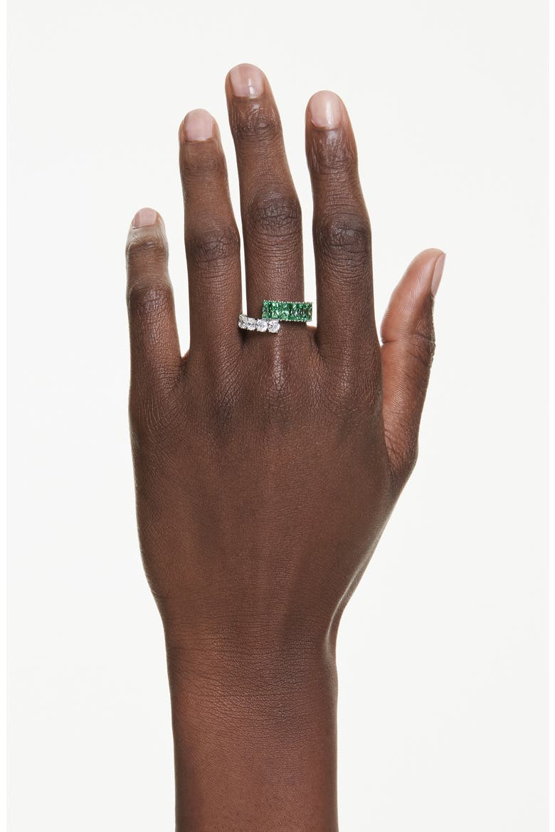 Matrix Bypass Ring, Alternate, color, GREEN/ SILVER