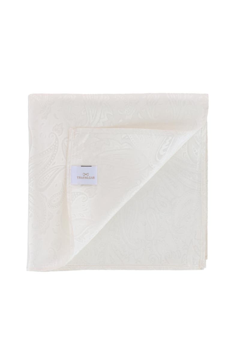 Trafalgar Banbury Tone on Tone Paisley 12 inch Silk Pocket Square Set, Alternate, color, Black And White Paisley