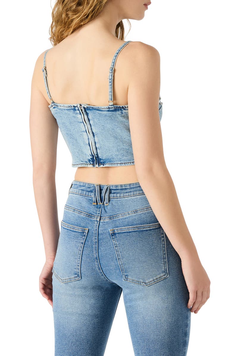 Steve Madden Eras Rhinestone Denim Crop Top, Alternate, color, Verona Wash