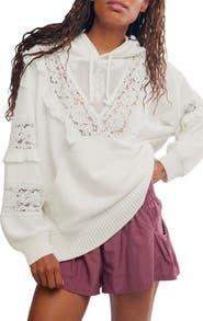 Free People FP Movement Studio Tunic Hooded Lace Trim Sweatshirt