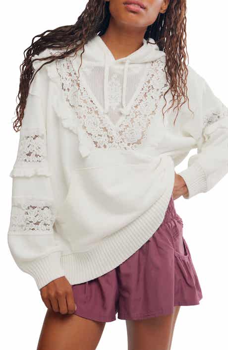 Free People FP Movement Studio Tunic Hooded Lace Trim Sweatshirt