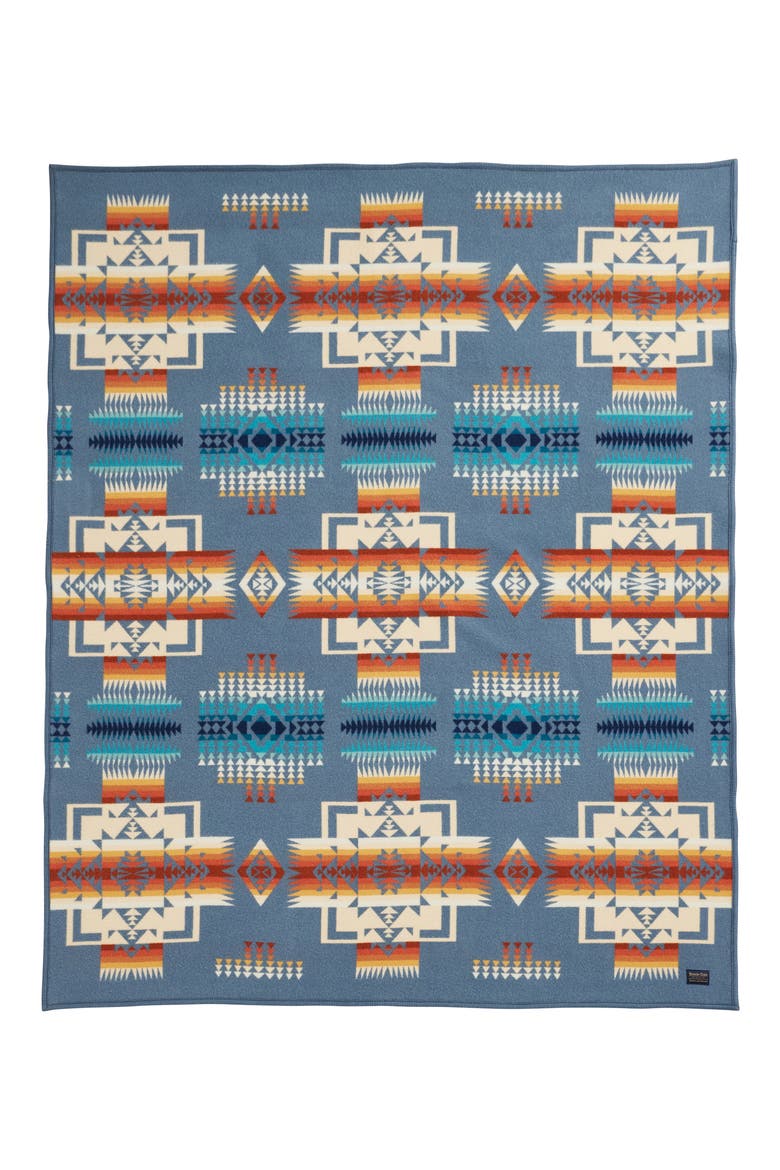 Chief Joseph Wool Blend Jacquard Blanket, Main, color, SLATE