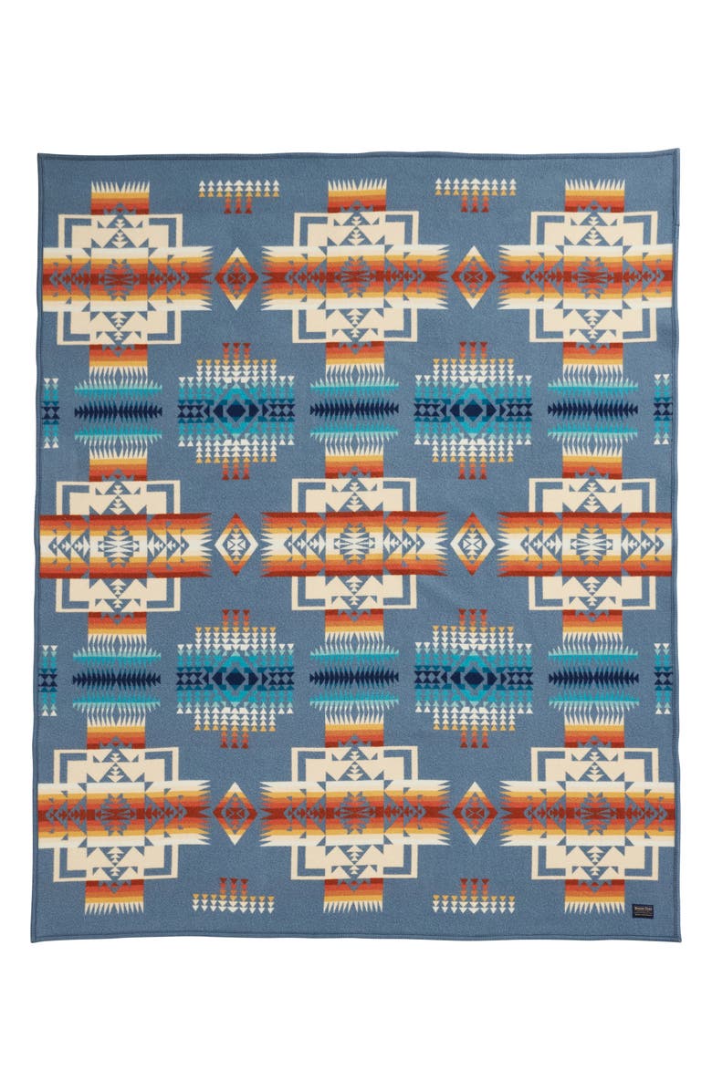 Pendleton Chief Joseph Wool Blend Jacquard Blanket, Main, color, Slate