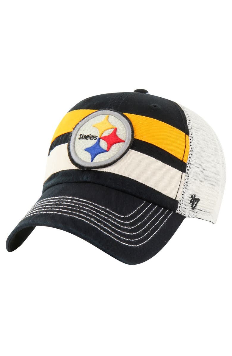 '47 Men's '47 Black Pittsburgh Steelers Clubhouse Boon Clean-Up Trucker Adjustable Hat, Alternate, color, 