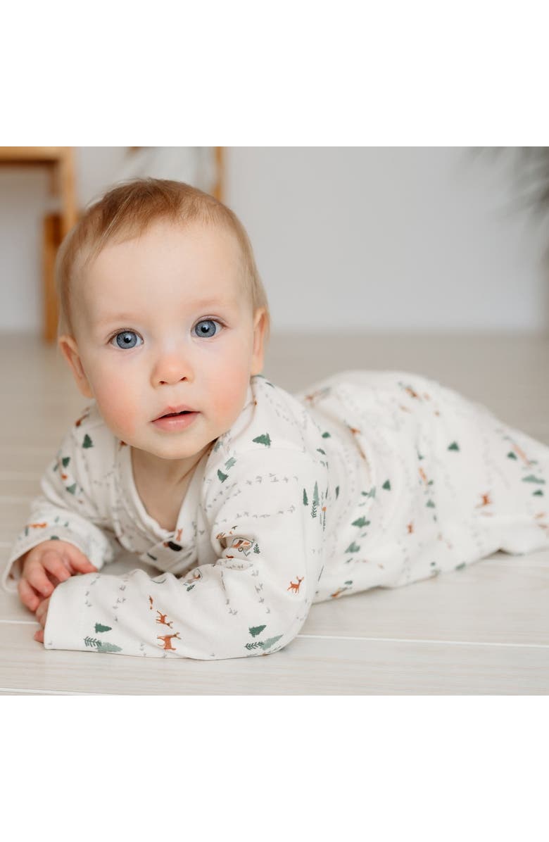 Finn + Emma Organic Footie I Into the Woods, Alternate, color, Off White