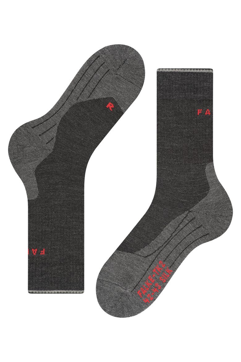 TK2 Explore Wool Silk Hiking Socks, Alternate, color, Anthracite Melange