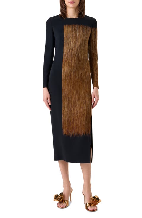 Oro Lienzo Long Sleeve Midi Dress