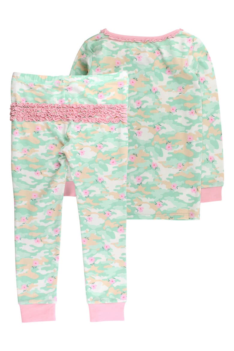 Toddler Girls Modal Blend Ruffle Long Sleeve Pajama Set, Signature Rear Ruffles, Alternate, color, Sage Blossom Camo