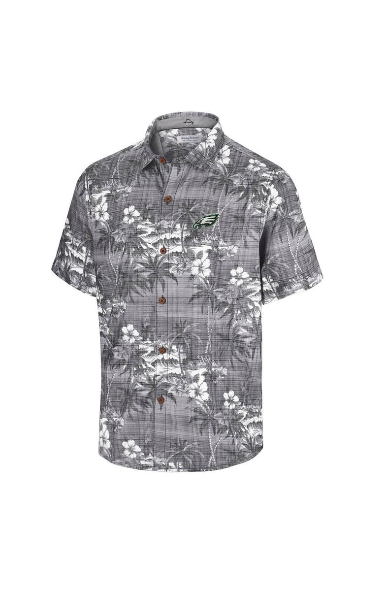 Tommy Bahama Men's Tommy Bahama Black Philadelphia Eagles Coconut Point Isla Palmetta Camp Button-Up Shirt, Alternate, color, Black