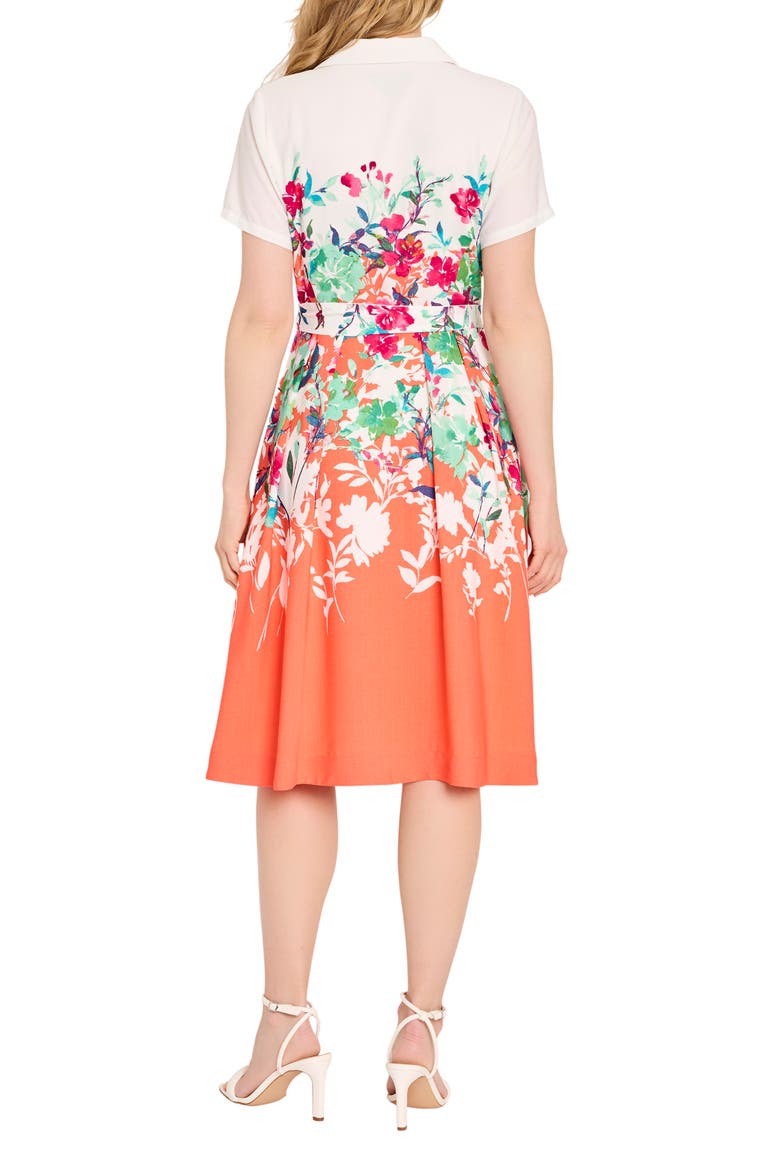 Floral Fit & Flare Dress, Alternate, color, CORAL FLORAL