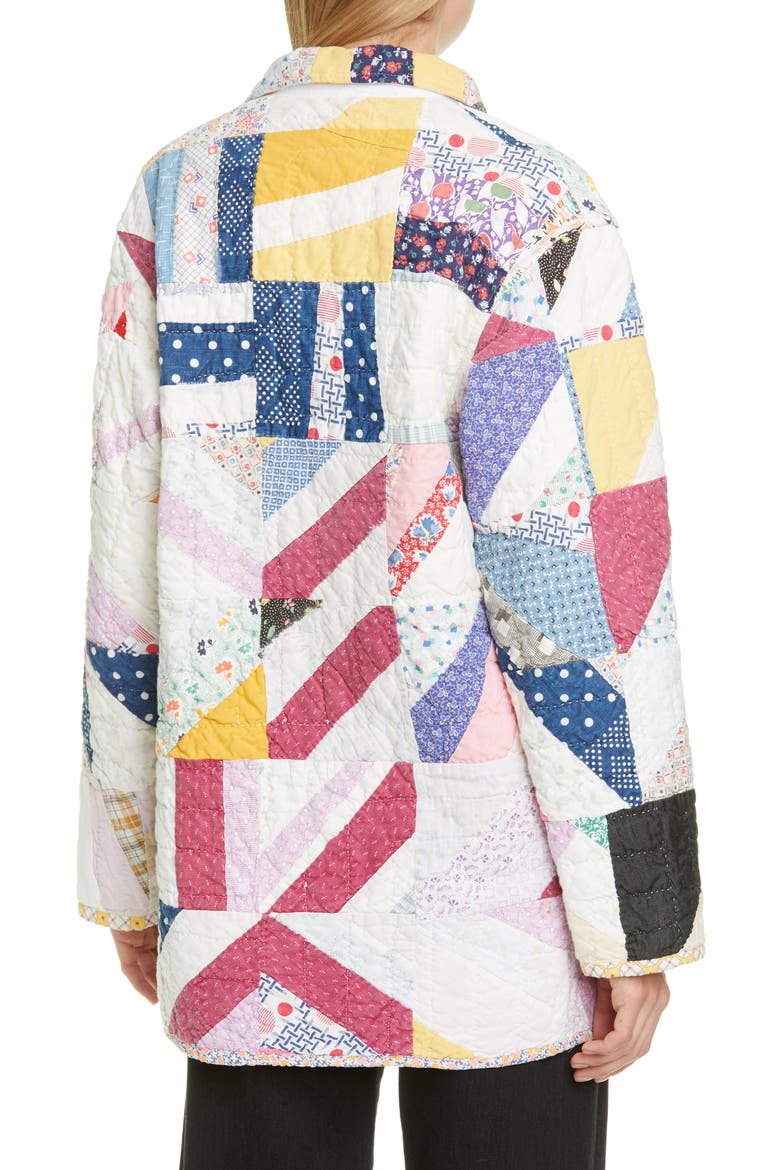 One of a Kind Reworked Quilt Pastel Elongated Workwear Jacket, Alternate, color, 965-MULTI