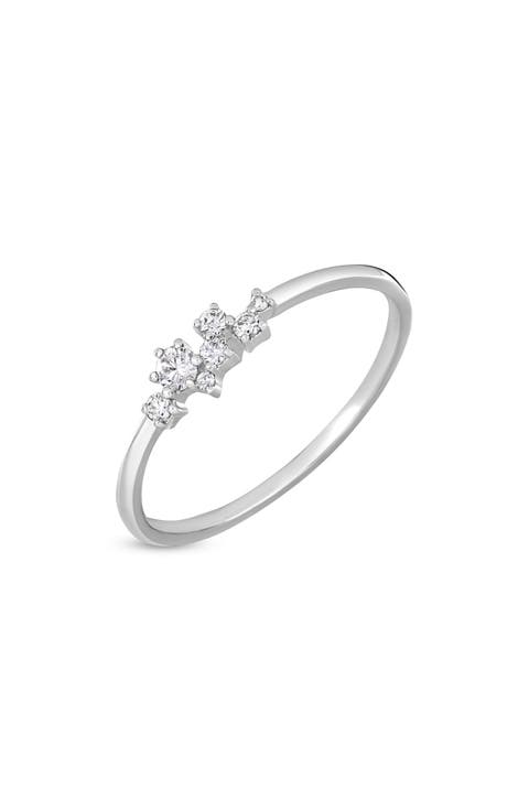 18K White Gold Scattered Diamond Stackable Ring