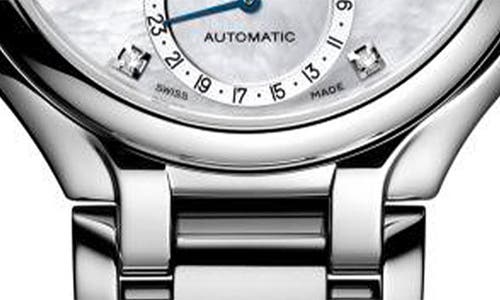 Longines Primaluna Moonphase Mother-of-pearl Bracelet Watch, 34mm In Metallic