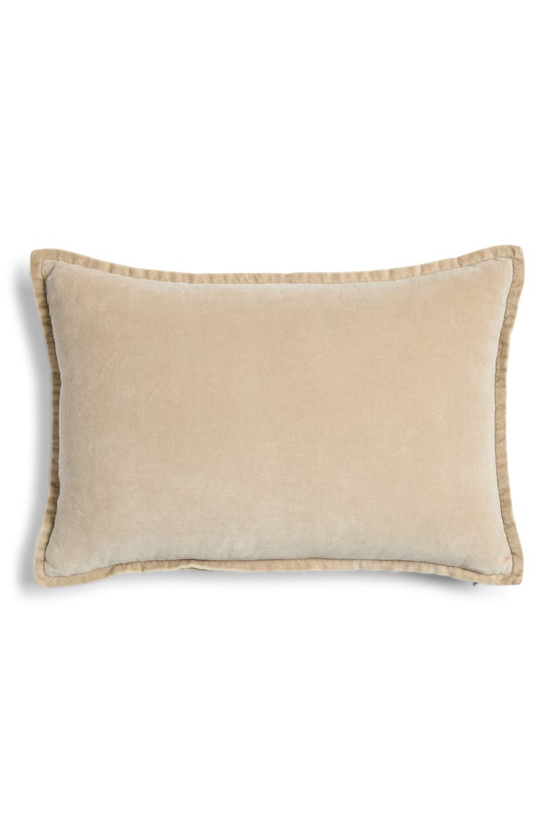 Double Flange Cotton Velvet Accent Pillow, Alternate, color, BEIGE STRING