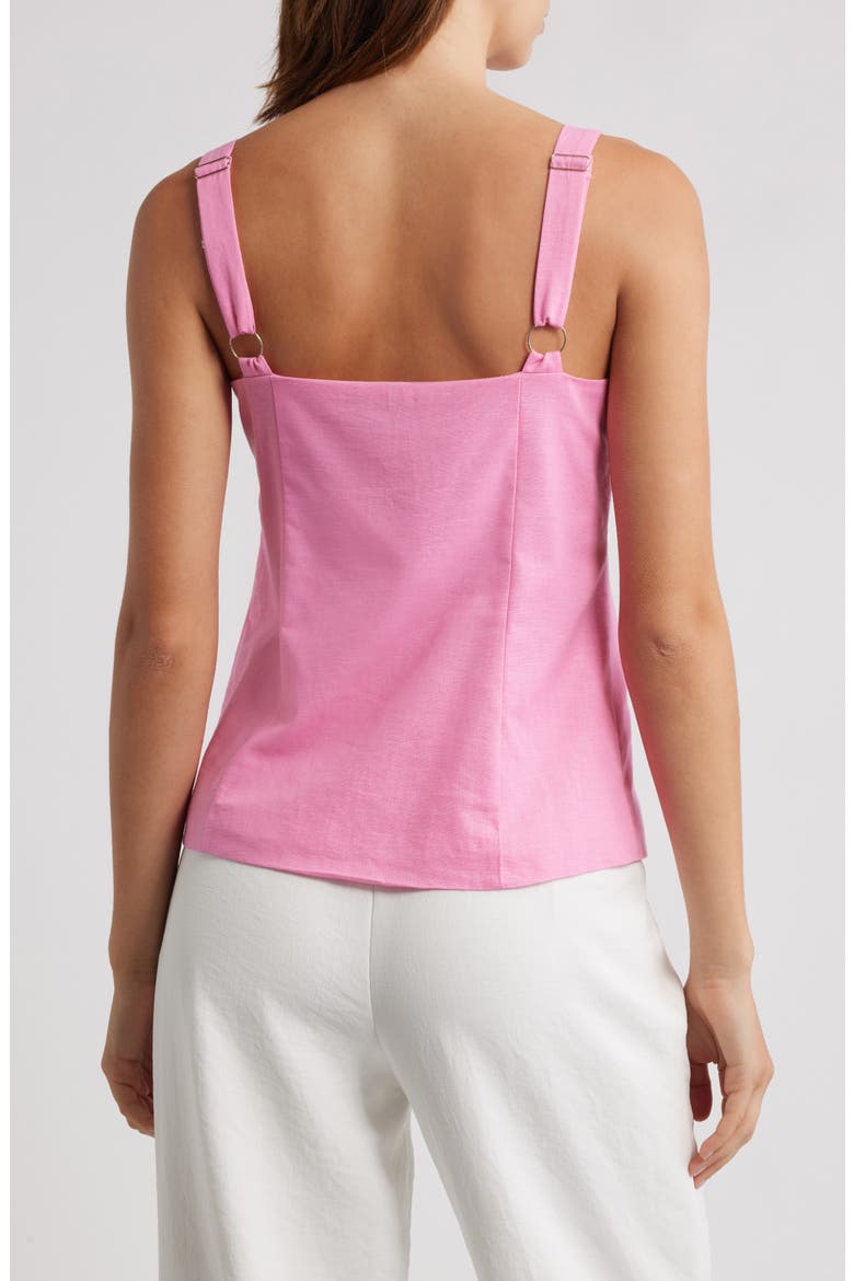 Laurent Cotton & Linen Button-Up Top, Alternate, color, PINK