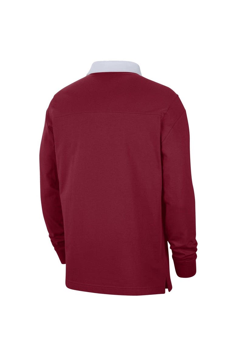 Men's Nike Crimson Oklahoma Sooners Striped Long Sleeve Polo, Alternate, color, Crimson