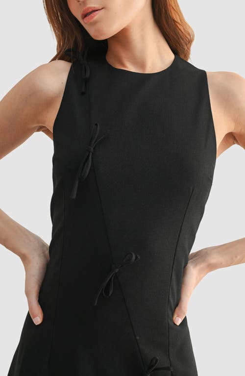 Lush Bow Appliqué A-line Minidress In Black