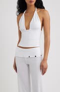 Bella Venice Jade Knit Plunge Halter Top